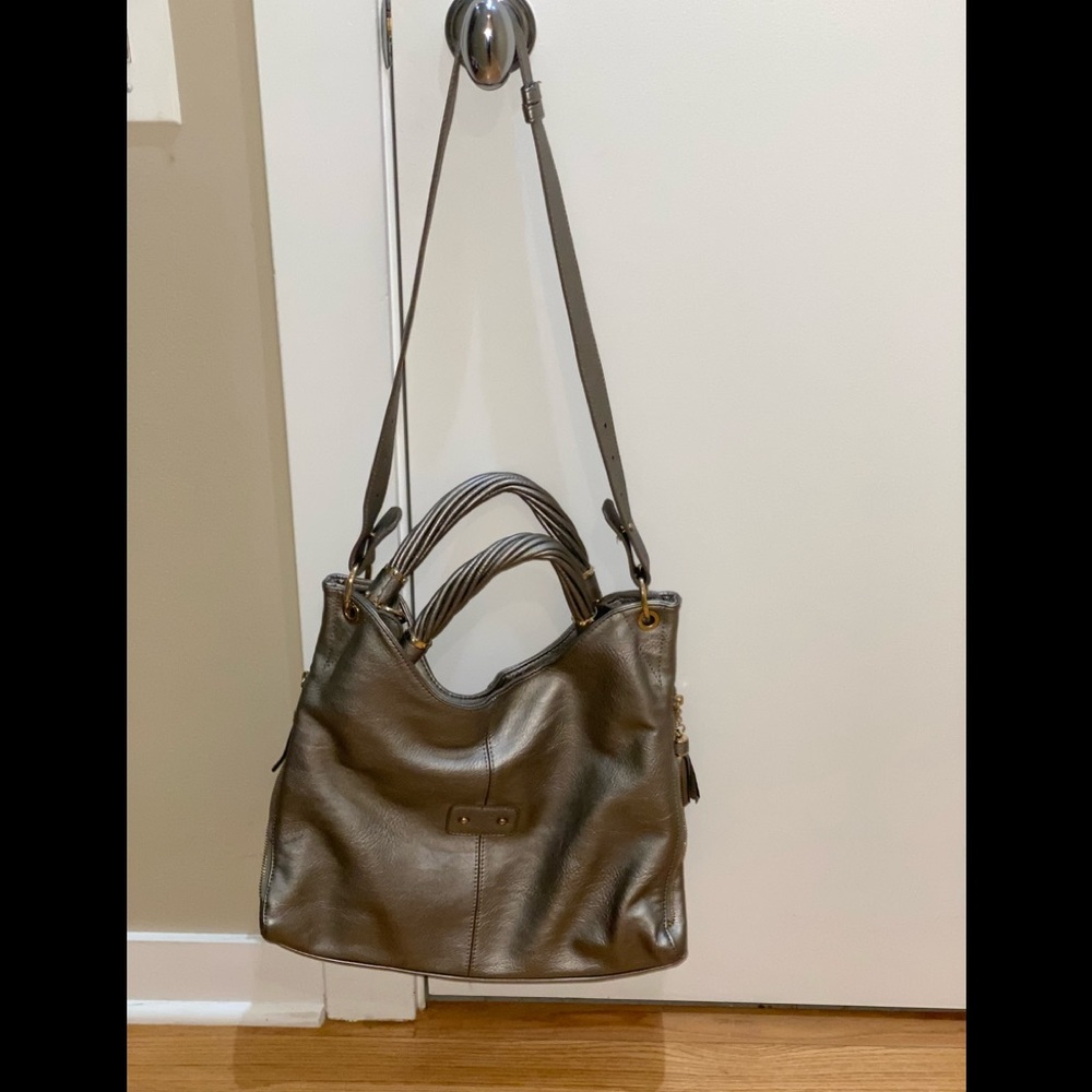 Silver/Pewter Bag with 4 interior compartments